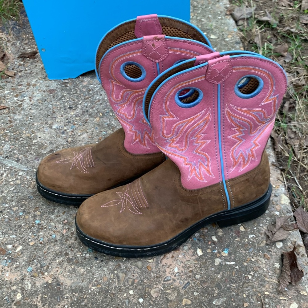 Twisted X Pink and Brown Combat Boots
